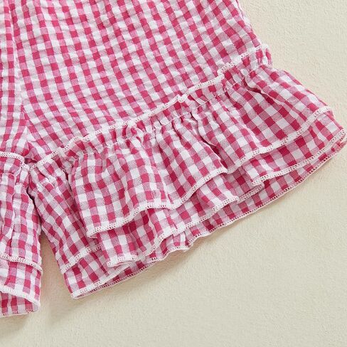 Toddler Baby Girl Plaid Ruffle Shorts Elastic Waist Wide Leg Gingham Boxer Shorts Infant Cute Summer Beach Checkered Bottoms in Kuwait