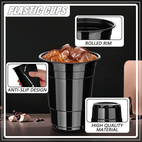 Dualshine 100 عبوة أكواب بلاستيكية برتقالية 16 أونصة، أكواب للاستعمال مرة واحدة للحفلات، أكواب للشرب شديدة التحمل، أكواب التخرج لحفلات الزفاف وأعياد الميلاد ومذاق البيرة والوجبات الخفيفة وعينة تذوق الشواء والنزهة in Kuwait