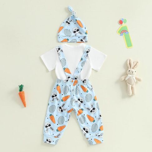 My First 4th of July Baby Boy Outfit Newbon Infant 1st Fourth July Romper+Overall Pants+Hats 3Pcs Boy Flag Clothes in Saudi Arabia