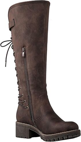 GLOBALWIN Women's Lace Up Back Knee High Fashion Boots in Saudi Arabia
