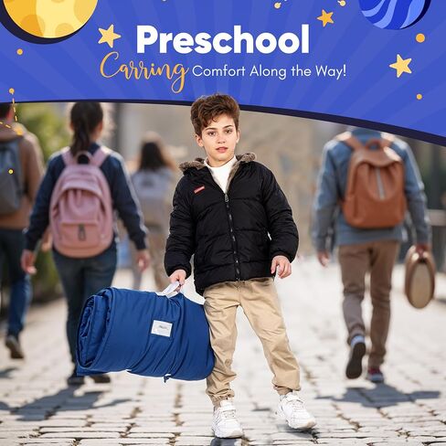 Nap mat - Toddler Nap Mat with Pillow & Fleece Blanket- 21" x 50" -Lightweight Toddler Sleeping Bag for Preschool, Daycare, Travel, Camping Ages 2-7 Years in Saudi Arabia
