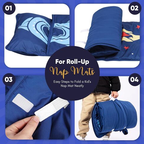 Nap mat - Toddler Nap Mat with Pillow & Fleece Blanket- 21" x 50" -Lightweight Toddler Sleeping Bag for Preschool, Daycare, Travel, Camping Ages 2-7 Years in Saudi Arabia