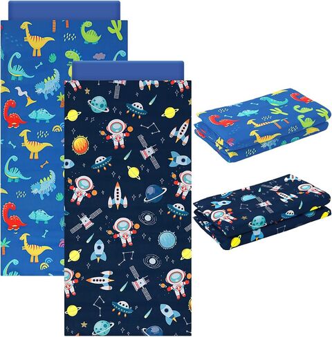 2 Pcs Dinosaurs Nap Mat Cover for Girls Boys Sewn in Flap Design Astronauts Rest Microfiber Mat Cover for Preschool Daycare Kindergarten in Saudi Arabia