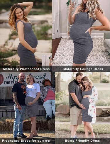 KIM S Women's Maternity Sleeveless Dresses S-XXL, Summer Bodycon Dress for Daily or Baby Shower in Saudi Arabia
