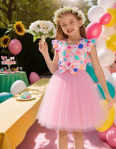 فتيات صغيرات تول تول تول - طفل صغير رفرفة الأكمام الأميرة Sundress ملابس الصيف غير الرسمية للملابس الصيفية 2-7Y in Kuwait