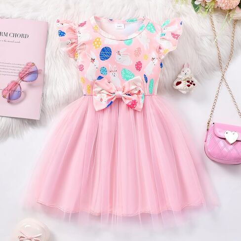 فتيات صغيرات تول تول تول - طفل صغير رفرفة الأكمام الأميرة Sundress ملابس الصيف غير الرسمية للملابس الصيفية 2-7Y in Kuwait