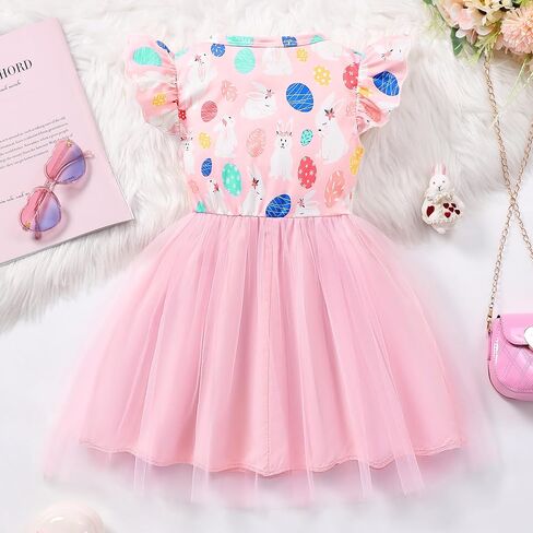 فتيات صغيرات تول تول تول - طفل صغير رفرفة الأكمام الأميرة Sundress ملابس الصيف غير الرسمية للملابس الصيفية 2-7Y in Kuwait