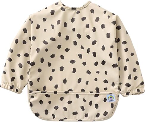 ARI MES Baby Bibs With Sleeves Waterproof Toddler Smock Bib Feeding | Full Coverage Sleeves, Catch All Pocket, Waterproof PU Material, Machine Washable, Ages 6-72 Months, Mess Free Meals in Saudi Arabia