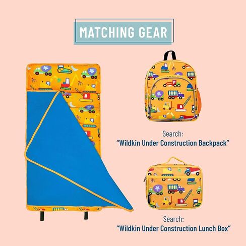 Wildkin Toddler Kids Nap Mat with Pillow for Boys & Girls – Soft & Cozy Microfiber Sleeping Mat for Daycare, Preschool, Kindergarten & Travel, Ages 3–5, Machine Washable in Saudi Arabia