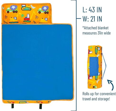 Wildkin Toddler Kids Nap Mat with Pillow for Boys & Girls – Soft & Cozy Microfiber Sleeping Mat for Daycare, Preschool, Kindergarten & Travel, Ages 3–5, Machine Washable in Saudi Arabia