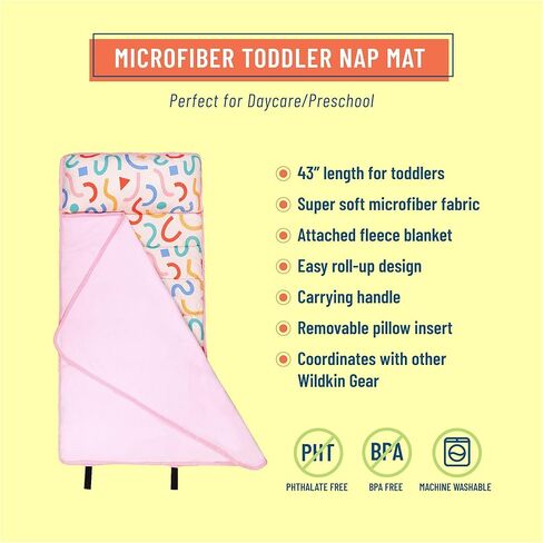 Wildkin Toddler Kids Nap Mat - Soft Microfiber Toddler Sleeping Sale مع وسادة in Kuwait