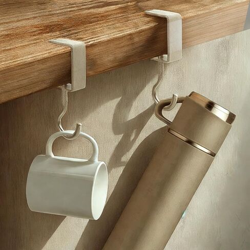 cobee 4 Pack Clamp-On Under Desk Hooks, Desk Mount Hanging Bag Holder Metal Hook Adjustable Headphones Clamp Organizer Portable Purse Hanger Clip Reduce Desk Clutter for Table Desk Under Counter in Saudi Arabia