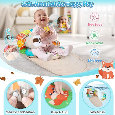 URMYWO Tummy Time Mat - 4 in 1 Cozy Tummy Time & Seated Support Pillow, Sitting Support for Newborn 0-12 Months, Infant Baby Sit Me Up Floor Seat Early Sensory Development Gifts Tummy Time Play Toys in Kuwait