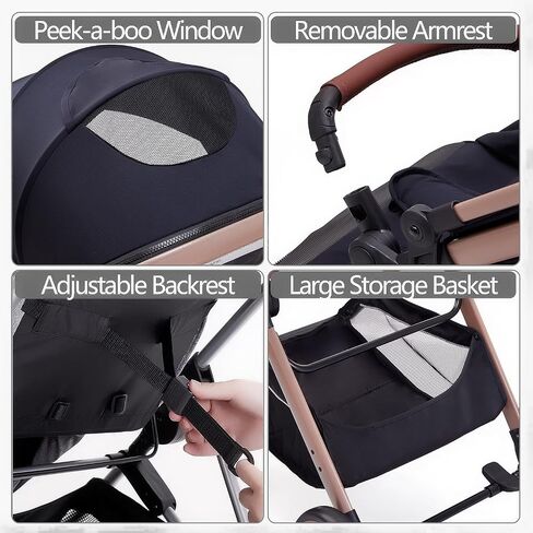 2 in 1 Baby Stroller, Newborn Infant Toddler Convertible Bassinet Pram Stroller for 0-36 Months Old Babies (Black) in Saudi Arabia