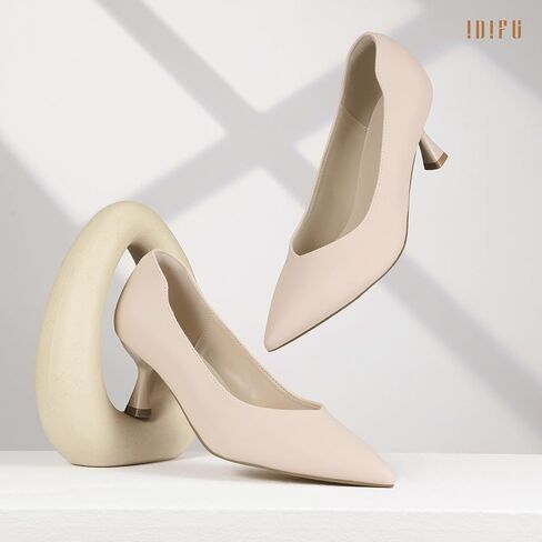 IDIFU IN3 Women's Pumps Kitten Closed Toe Heels Low Pointed Toe Heels Wedding Bridal Office Formal Work Prom Dress Shoes for Women Comfortable Dressy Trendy Cute Pumps Shoes in Kuwait