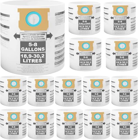 15 pack Vacuum bag Compatible for Shop Vac bags 5-8 Gallon,Type E 90661 9066100 9066133,Type H 90671 9067100 9067133 VF2004,Disposable Collection Filter bags in Saudi Arabia