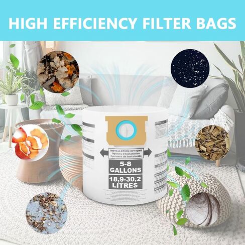 15 pack Vacuum bag Compatible for Shop Vac bags 5-8 Gallon,Type E 90661 9066100 9066133,Type H 90671 9067100 9067133 VF2004,Disposable Collection Filter bags in Saudi Arabia