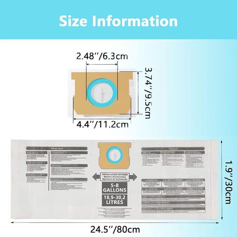 15 pack Vacuum bag Compatible for Shop Vac bags 5-8 Gallon,Type E 90661 9066100 9066133,Type H 90671 9067100 9067133 VF2004,Disposable Collection Filter bags in Saudi Arabia
