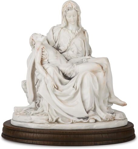 Pieta Statue - Michelangelo’s Pietà Replica Sculpture - Hand Painted Antique White Jesus and Holy Mother Madonna 10 Inch Renaissance Home Decoration Collection in Saudi Arabia