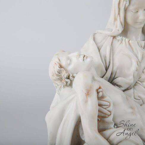 Pieta Statue - Michelangelo’s Pietà Replica Sculpture - Hand Painted Antique White Jesus and Holy Mother Madonna 10 Inch Renaissance Home Decoration Collection in Saudi Arabia