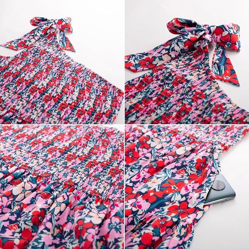 KIMCURVY Women Plus Size Summer Dress Boho Spring Floral Print Wedding Guest Smocked Long Dress with Pockets in Saudi Arabia