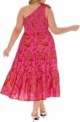 كيمكورفي نساء بالإضافة إلى الحجم الصيفي فستان بوهو الربيعي الزهور المطبوعة ضيف زفاف مزخرف فستان طويل مع جيوب in Kuwait