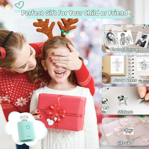 JADENS Sticker Printer, Mini Printer for iPhone, Bluetooth Thermal Sticker Maker Machine, Pocket Inkless Phone Printer for Children's Gift, Study Notes, Learning Assistance, Journal(Green) in Kuwait