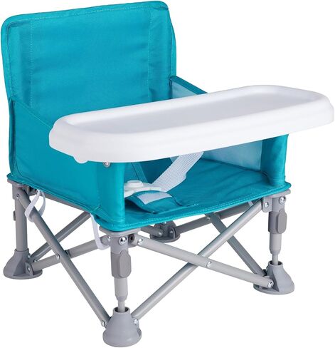 Portable Baby Booster Seat with Tray, Toddler Booster seat for Dining, Camping, Travel, Baby Beach Chair 6 Months to 3 Years Old Indoor Outdoor Use Cyan in Saudi Arabia