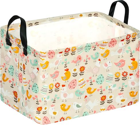 Easter Storage Basket 14.9x10.2x9.8 Inch - Foldable Bunny Decor Organizer with Waterproof Lining, Kids Toy & Holiday Gift Bin in Saudi Arabia