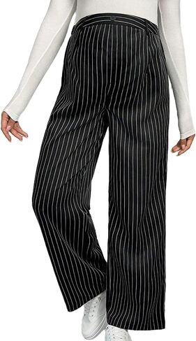 MakeMeChic Women's Maternity Pants Striped High Waist Wide Leg Pregnancy Trousers in Saudi Arabia