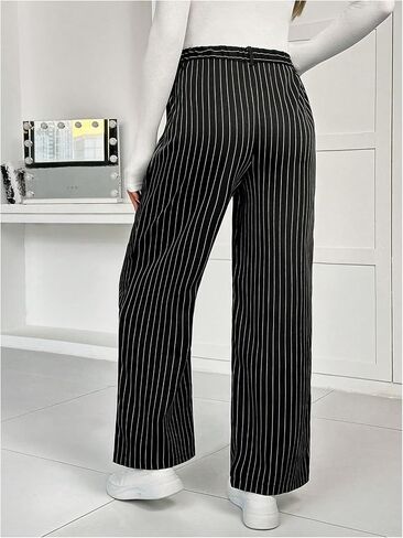 MakeMeChic Women's Maternity Pants Striped High Waist Wide Leg Pregnancy Trousers in Saudi Arabia