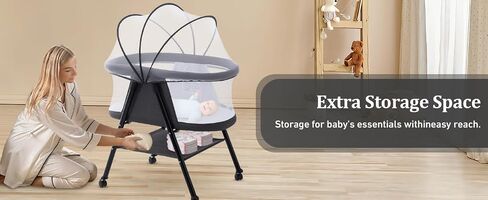 BABSINETS BASSINETS ، 3 in1 Baby Crib ، متينة ، محمولة وسهلة التجميع ، شبكة البعوض والحقيبة المحمولة. (لون القرنفل) in Kuwait