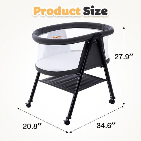 BABSINETS BASSINETS ، 3 in1 Baby Crib ، متينة ، محمولة وسهلة التجميع ، شبكة البعوض والحقيبة المحمولة. (لون القرنفل) in Kuwait