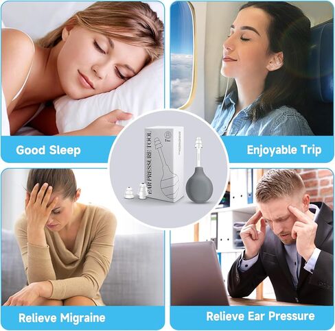 Ear Pressure Tool, Ear Pressure Relief Suction Device, Migraine and Headache Relief Inner Ear Balance, Airplane Ear Pressure Relief,Reduce Pain, Stress, Tension via Inner Ear Pressure - Black in Saudi Arabia