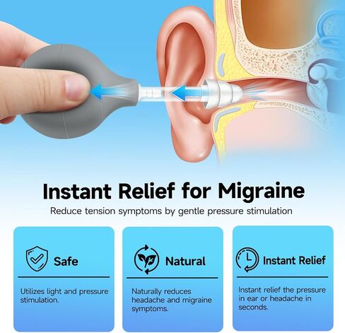 Ear Pressure Tool, Ear Pressure Relief Suction Device, Migraine and Headache Relief Inner Ear Balance, Airplane Ear Pressure Relief,Reduce Pain, Stress, Tension via Inner Ear Pressure - Black in Saudi Arabia