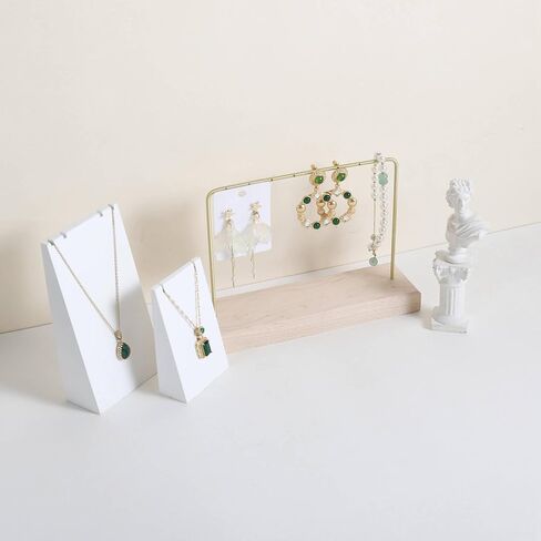 GemeShou Walnut Earring holder for selling, Brass earring stands and displays for show, Wood Jewelry Storage hanging shelf for Girl Woman【Walnut U Shelf Height 5.91"-Small】 in Kuwait