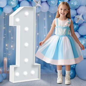 3FT Marquee Numbers, Cool White Light Up Numbers, Large Cardboard Numbers for Balloons Birthday Decorations, Marquee Sign Pre-Cut Foam Board Kit