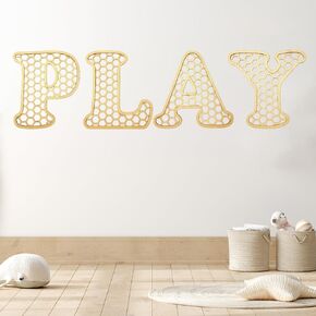 Playroom Decor 12 Inch Wooden Play Rattan Letters Set Boho Wall Signs for Bedroom Play Sign for Playroom Wall Decor for Playroom Art Room Bedroom Decorations