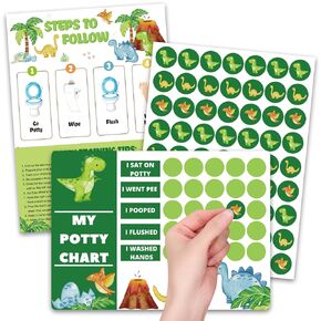 Potty Training Chart for Toddler - Dinosaur Potty Training Sticker Chart for Girls Boys Potty with Sticker, Sticker Chart for Kids Potty Training Reward Chart, Kids Reward Chart
