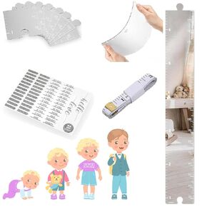 Growth Chart Mirror, Height Ruler with Stickers, Puzzle Mirror Growth Chart, Chart Puzzle Mirror, Growth Chart for Wall-Shatterproof Acrylic Full Body Measurement