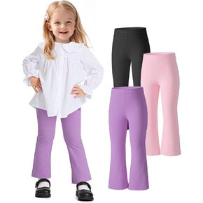 Witwot 3 Pack Baby Girls Flare Pants Soft Cotton Toddler Bell Bottom Leggings Infant Clothes Size 18M-5T
