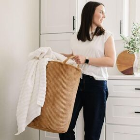 Putska Laundry Starker عائق - سلة بطانية للتنظيم ، الديكور والألعاب ، والملابس تعيق - مثالية لغرفة الأطفال والأطفال ، والحضانة ، وحمام ، وحمام ، وغرفة معيشة - كبيرة ، بنية