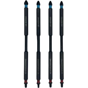 Dragon-BIT - SQ2+PH2, 6 INCH, Double Ended, Quick Connect, Impact Rated Screwdriver Power Bit -, 4pk. (SQ2 RED Drives #8/10 Square, PH2 Blue Drives #8/10 Phillips Screw)