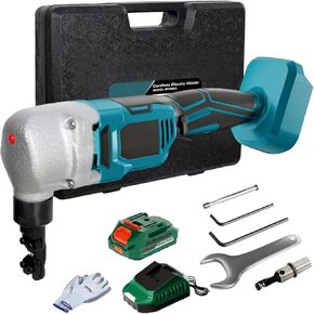 Cordless Nibbler Metal Cutter Compatible with Makita 18V Battery, 18 Gauge Brushless Electric Power Metal Shear W/ 2.0Ah Battery, Sheet Steel Nibbler for Metal, Stainless Steel, Aluminium