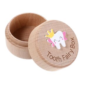 Tooth Fairy Box for Girls and Boys, Wooden Tooth Fairy Box Dropped Tooth Keepsake Storage Box with 3D Carved Tooth for Lost Teeth Kids Birthday Gift(Color B)