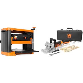 WEN PL1252 15-Amp 12.5-Inch Two-Blade Benchtop Thickness Planer, Black & JN8504 8.5-Amp Plate and Biscuit Joiner with Case and Biscuits