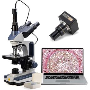 Swift SW350T Compound Trinocular Microscope,40X-2500X Magnification,Swiftcam 10 Megapixel Camera for Microscopes
