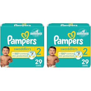 Pampers Swaddlers Diapers - Size 2, 29 Count, Ultra Soft Disposable Baby Diapers (Pack of 2)
