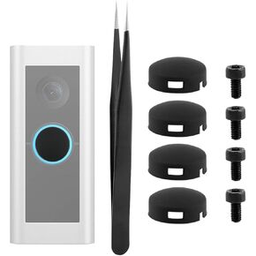 EMVANV 4 Pcs Doorbell Button Replacement,with Tweezer and Screws Doorbell Pro Buttons Replacement Video Doorbell Buttons Compatible with Doorbell Pro, Repair Split Cracked Broken Button(Black)