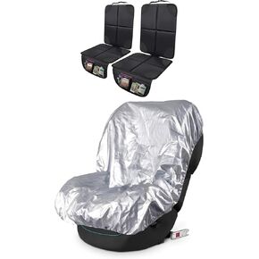 Econour Baby Car Seat Sun Sun Gover + Econour 2 Pack Car Sent Protector لمقعد السيارة للطفل | إكسسوارات سفر الطفل | غطاء Carseat لمقعد سيارة الطفل